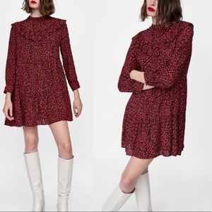 ZARA leopard shirt dress puff sleeves